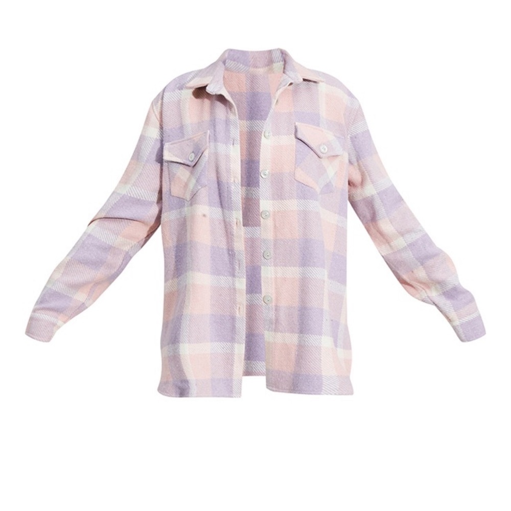 Pink Checked Longline Shacket